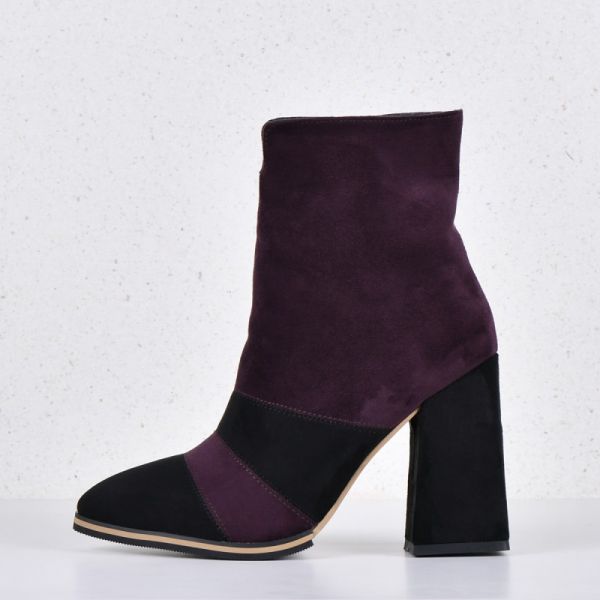 Women's ankle boots Dinya violet with fur art d152-16